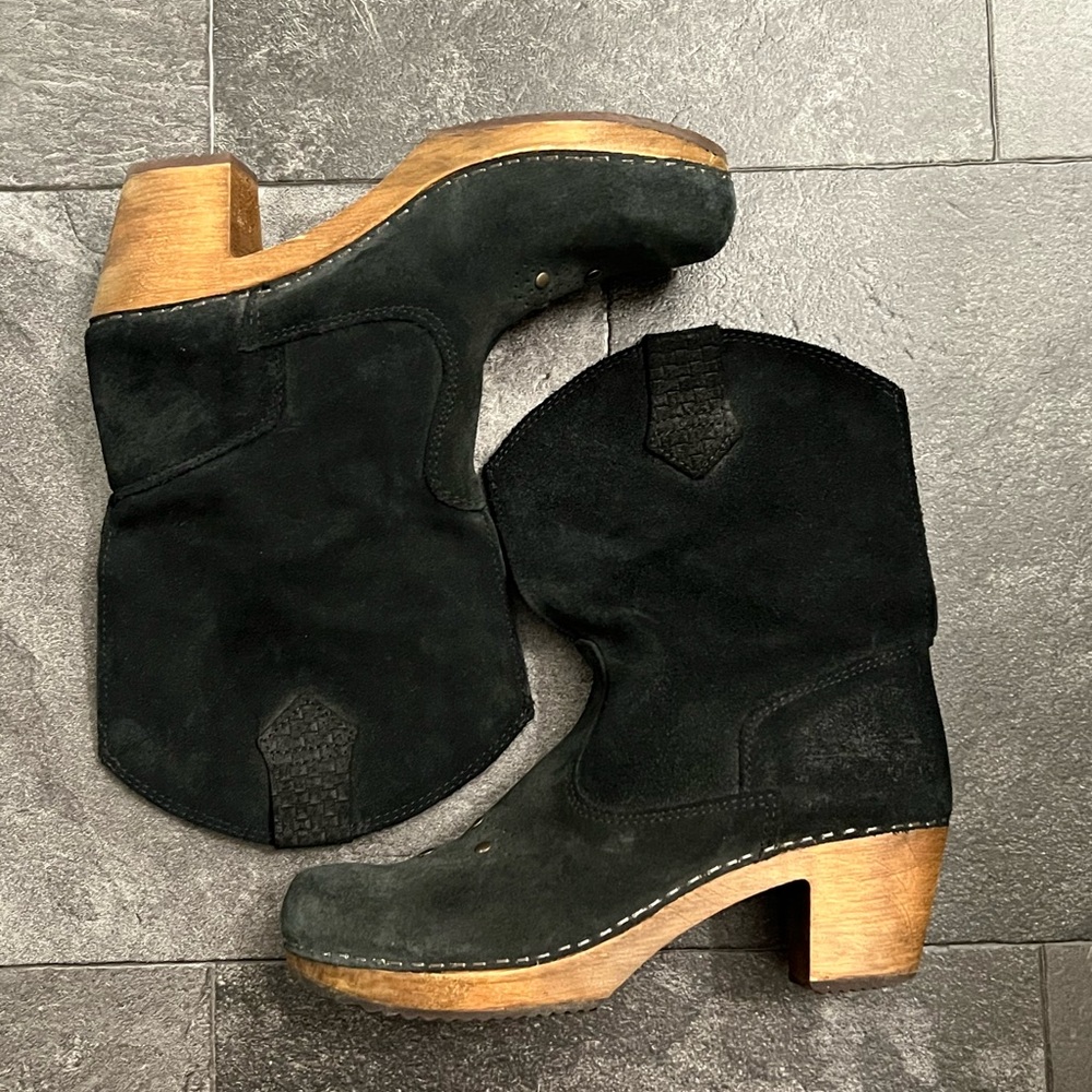 Black Suede Women's Clog boots - Picture 4 of 5